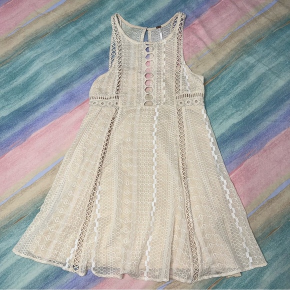 Free People Cream Lace Mini Dress - Picture 7 of 11